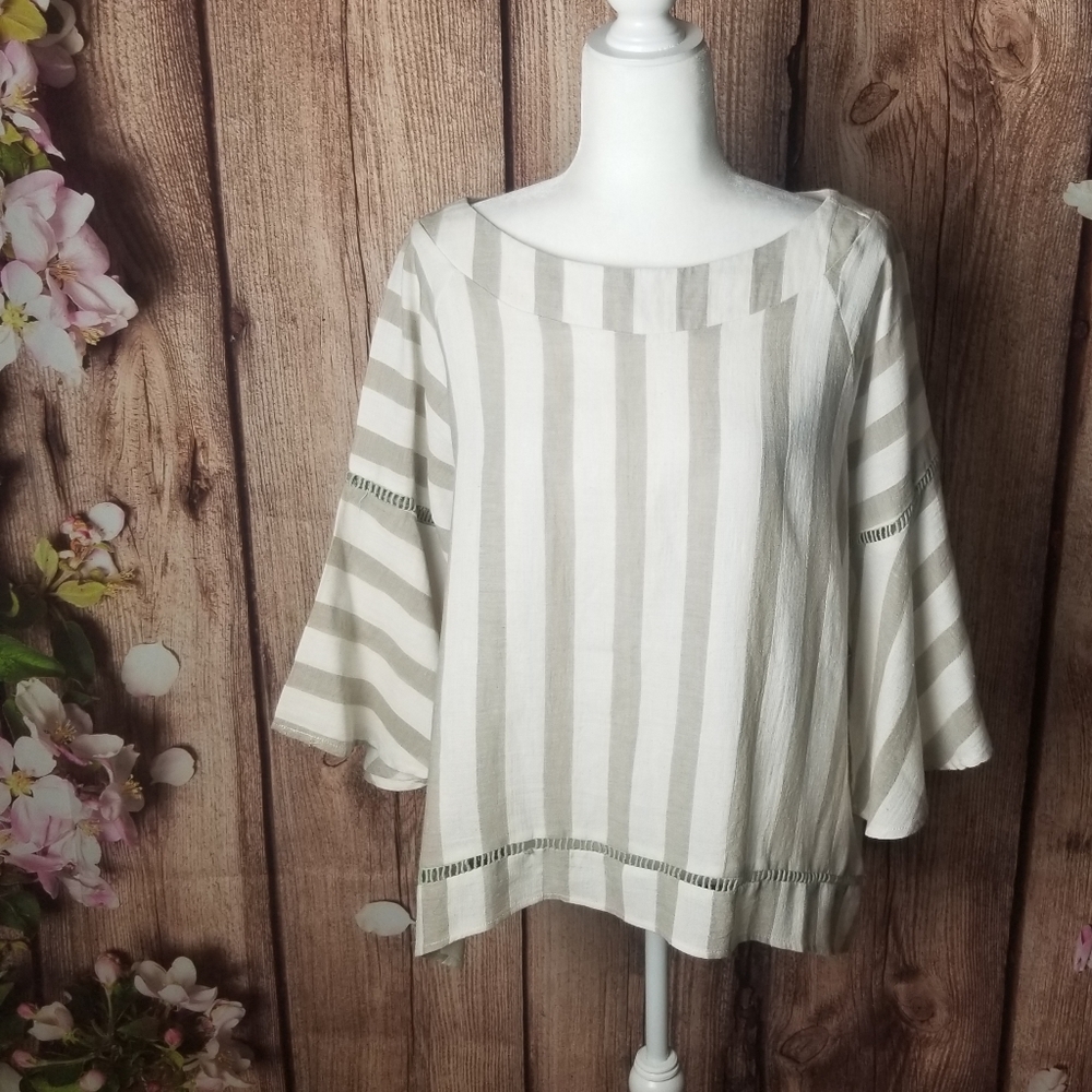 Listicle striped bell sleeves top size L
